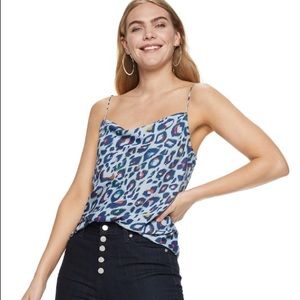 Blue Leopard Print Tank Top